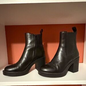 Black Leather Steven Madden Ankle Boots